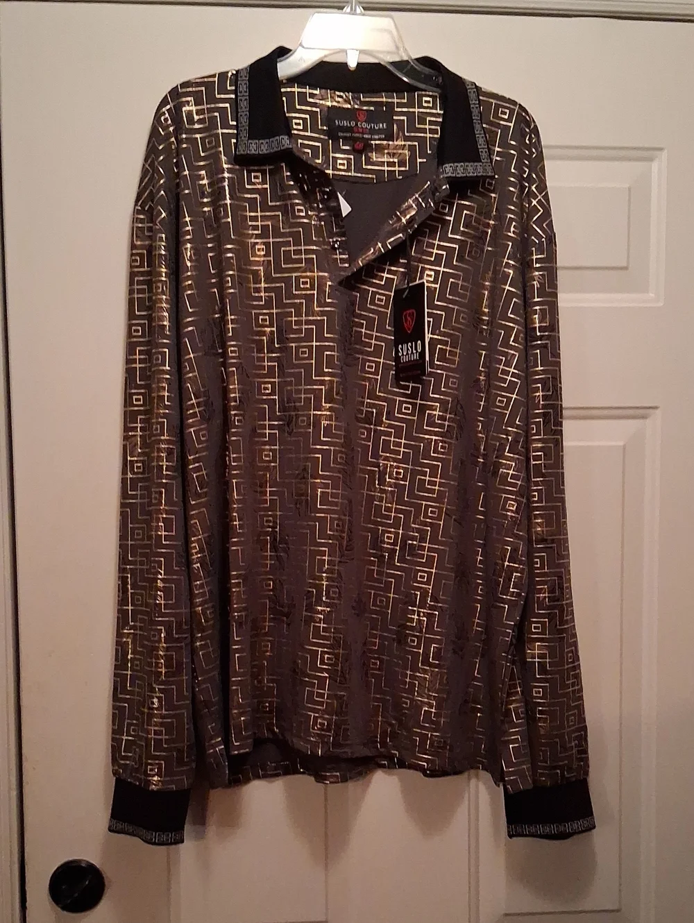 Suslo Couture Long Sleeve Metallic Collection Polo
